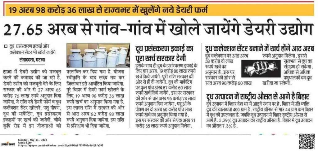 Bihar Dairy Farm Yojana 2024