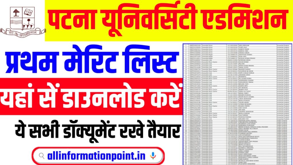 Patna University UG 1st Merit List 2024-28