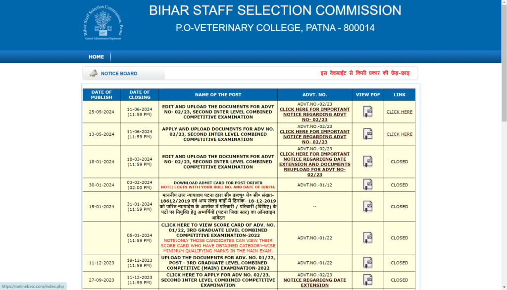 Bihar SSC CGL Vacancy 2024 