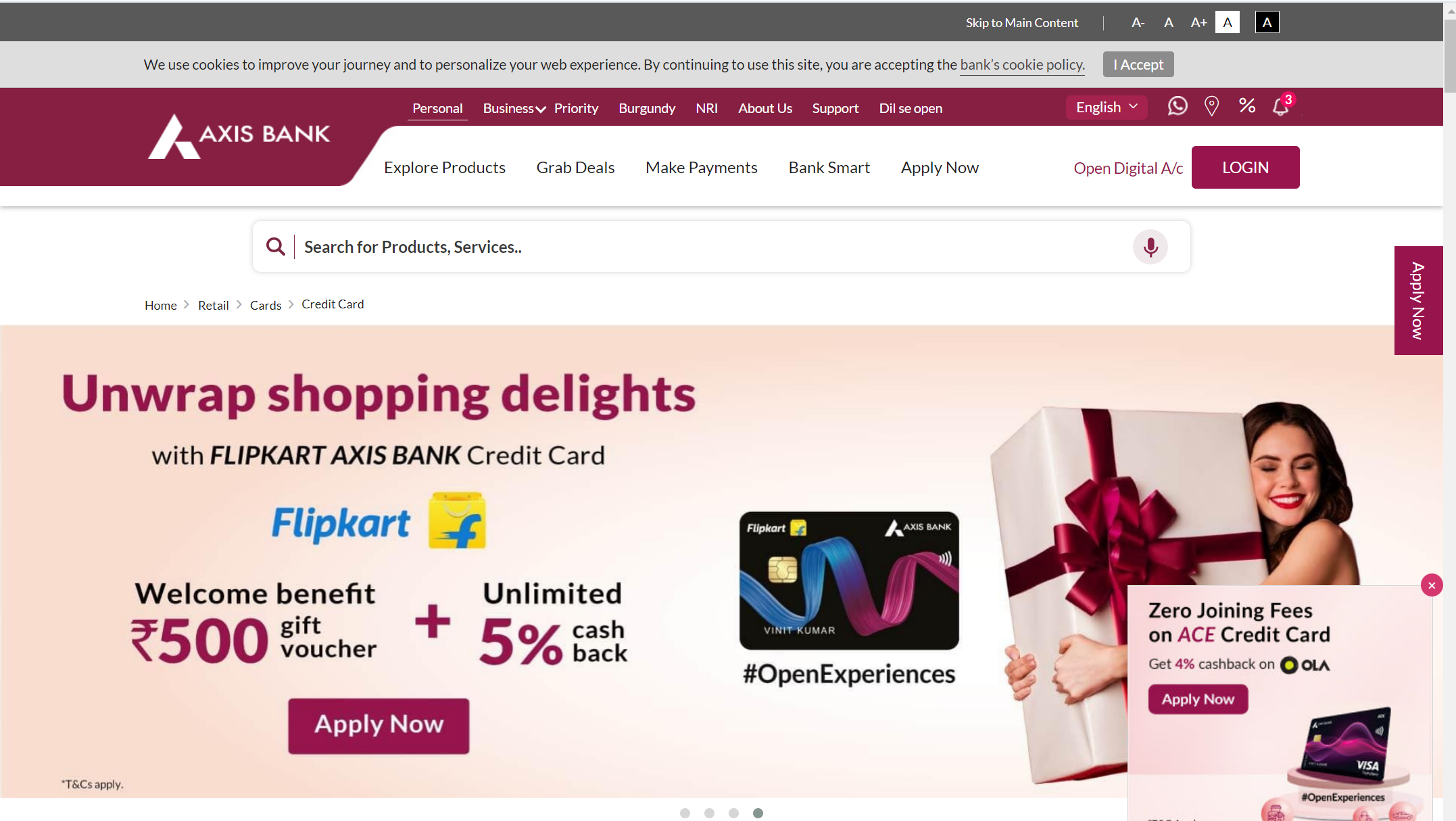 Axis Bank Credit Card Online Apply